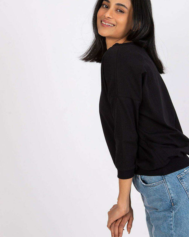 Elegant V-Neck Blouse with Ribbed Cuffs