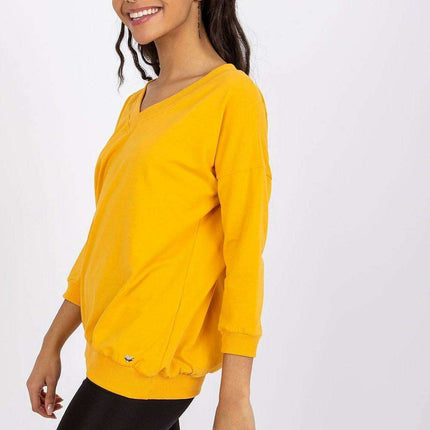 Elegant V-Neck Blouse with Ribbed Cuffs