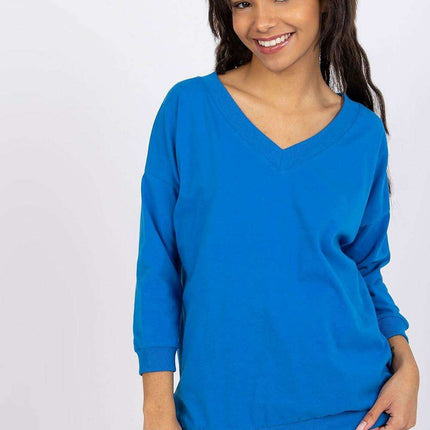 Elegant V-Neck Blouse with Ribbed Cuffs