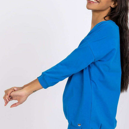 Elegant V-Neck Blouse with Ribbed Cuffs