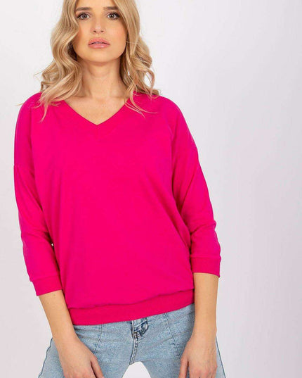 Elegant V-Neck Blouse with Ribbed Cuffs
