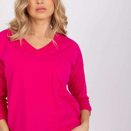Elegant V-Neck Blouse with Ribbed Cuffs