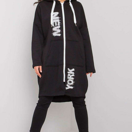 Urban Longline Hoodie Sweatshirt with Eye-Catching Front Graphics