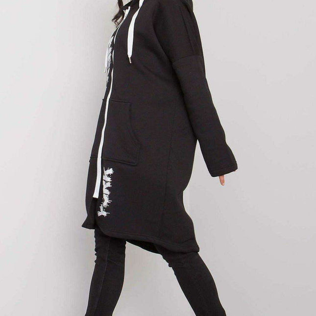 Urban Longline Hoodie Sweatshirt with Eye-Catching Front Graphics