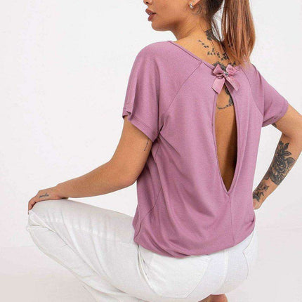 Elegant Bow-Back Short Sleeve Top
