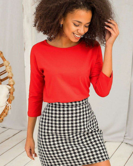 Chic 3/4 Sleeve Cotton Blend Blouse