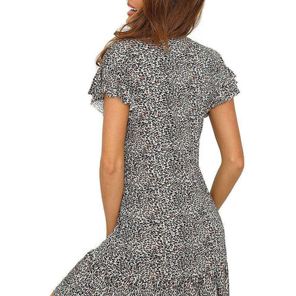 Leopard Print Frill-Trimmed Sleep Dress for Women