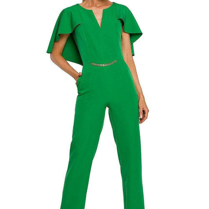 Elegant Cape-Style Jumpsuit - Made in EU