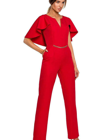 Elegant Cape-Style Jumpsuit - Made in EU