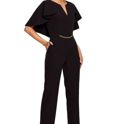 Elegant Cape-Style Jumpsuit - Made in EU