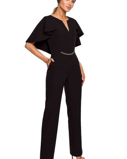 Elegant Cape-Style Jumpsuit - Made in EU