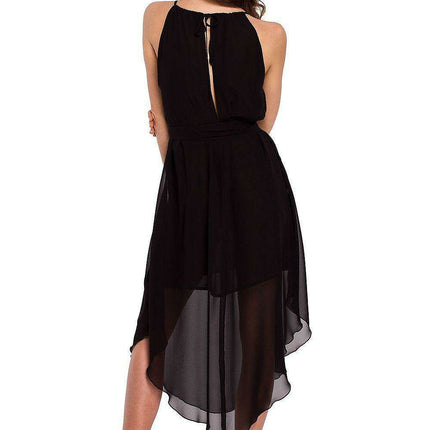 Chic Chiffon Evening Dress with Romantic Ruffles and Elegant Neck Detail