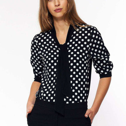 Retro Chic Polka Dot Short Sleeve Blouse For Everyday Women