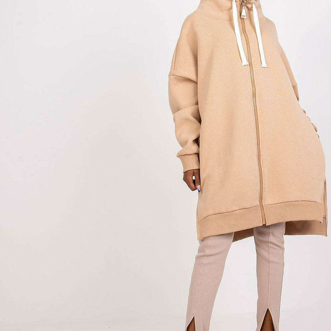 Chic Side-Slit Zip-Up Hoodie for Women