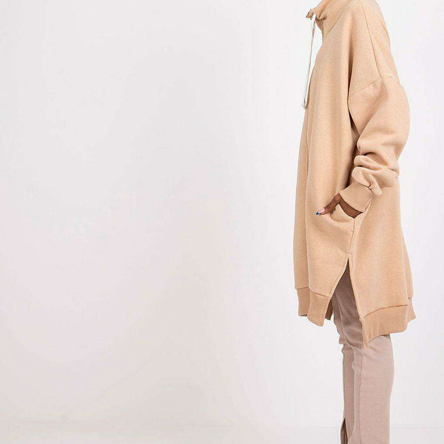 Chic Side-Slit Zip-Up Hoodie for Women