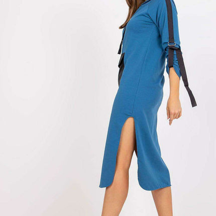 Stylish Hooded Casual Dress with Fashionable Slits