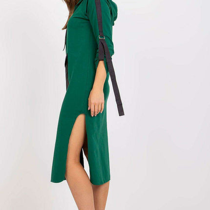 Stylish Hooded Casual Dress with Fashionable Slits