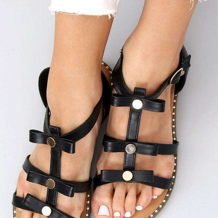 Elegant Ladies' Veneer Sandals with Charming Bows - Model 164413