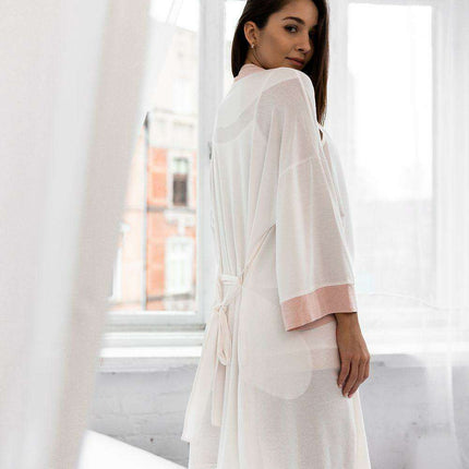 Luxurious Viscose Spa Robe with Charming Pink Ribbon Accents