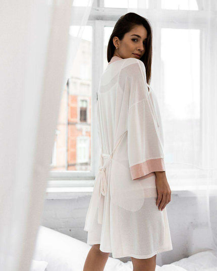 Luxurious Viscose Spa Robe with Charming Pink Ribbon Accents