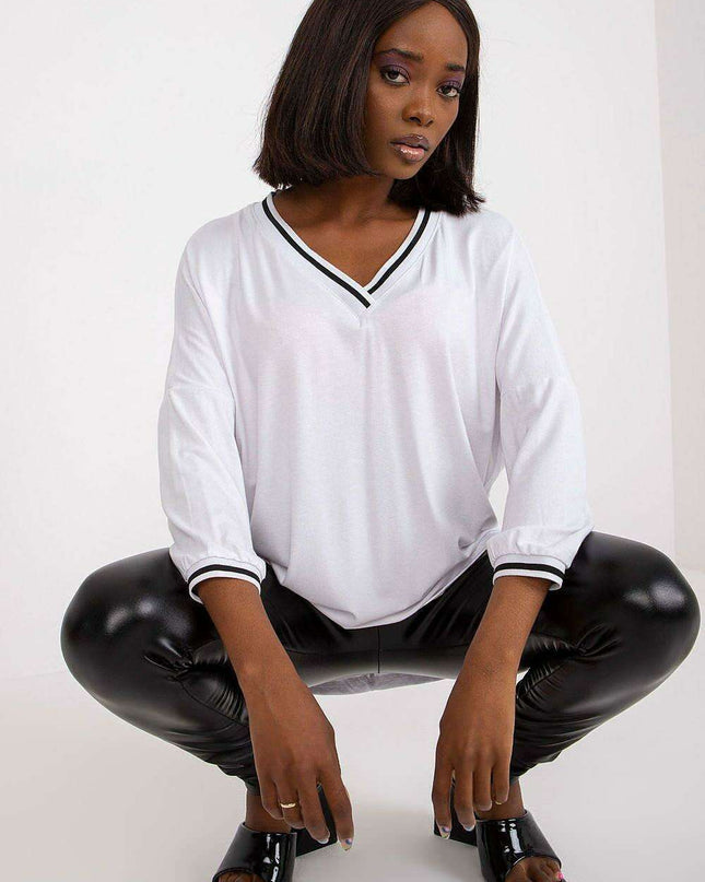Chic V-Neck Top with Three-Quarter Sleeves