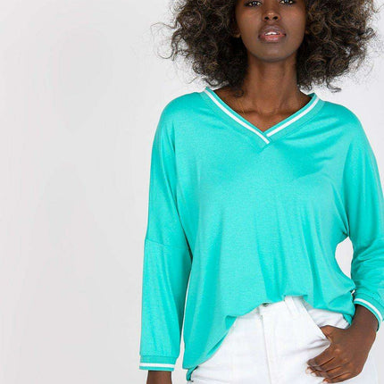 Chic V-Neck Top with Three-Quarter Sleeves