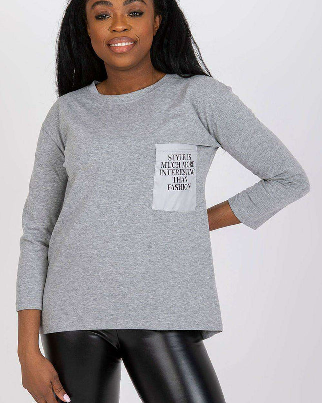 Casual Fit Long Sleeve Blouse with Printed Patch Pocket