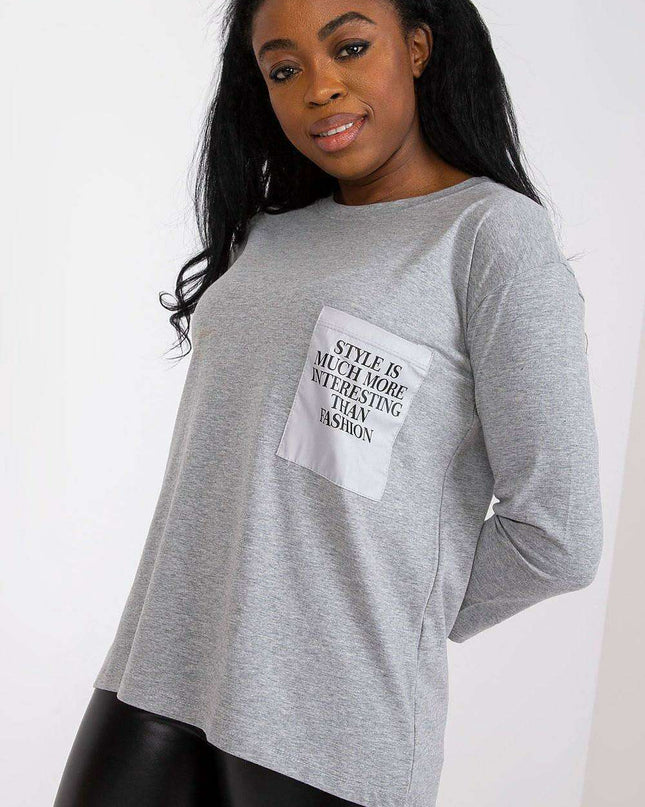 Casual Fit Long Sleeve Blouse with Printed Patch Pocket