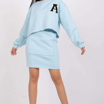 Chic Letter-Graphic Blouse and Fitted Pencil Skirt Set