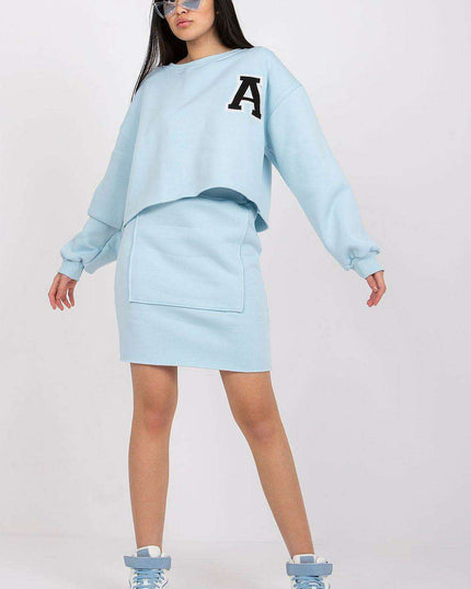 Chic Letter-Graphic Blouse and Fitted Pencil Skirt Set