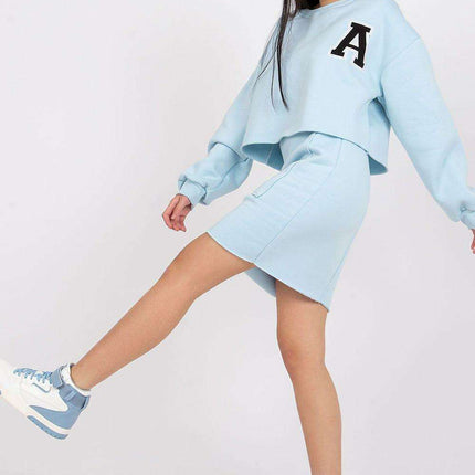 Chic Letter-Graphic Blouse and Fitted Pencil Skirt Set