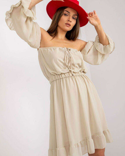 Chic Spanish Ruffled Sleeve Day Dress