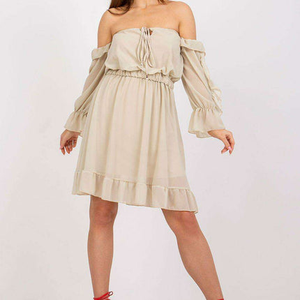 Chic Spanish Ruffled Sleeve Day Dress