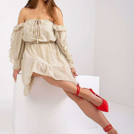 Chic Spanish Ruffled Sleeve Day Dress