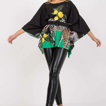 Elegant Italian Style Printed Blouse With Stylish Belt