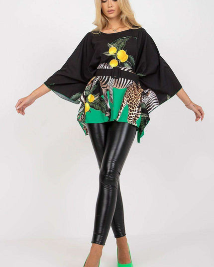 Elegant Italian Style Printed Blouse With Stylish Belt