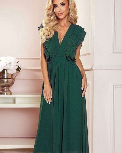 Elegant Cornflower Blue Chiffon Midi Dress with Sweetheart Neckline