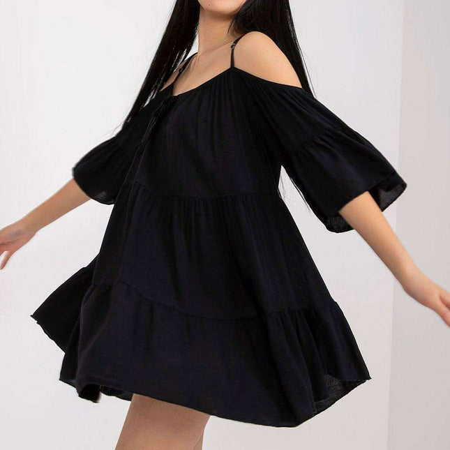 Chic Summer Frill Dress with Adjustable Neckline