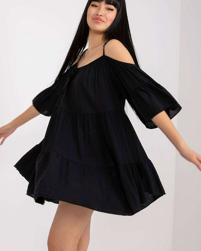 Chic Summer Frill Dress with Adjustable Neckline