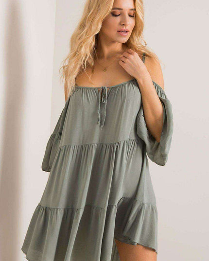Chic Summer Frill Dress with Adjustable Neckline