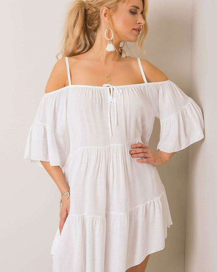Chic Summer Frill Dress with Adjustable Neckline