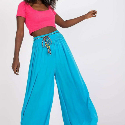 Sophisticated Viscose High-Waisted Wide Leg Trousers with Stylish Tie Belt