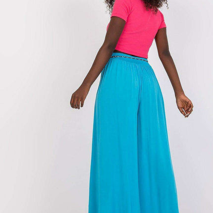 Sophisticated Viscose High-Waisted Wide Leg Trousers with Stylish Tie Belt