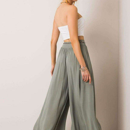Sophisticated Viscose High-Waisted Wide Leg Trousers with Stylish Tie Belt