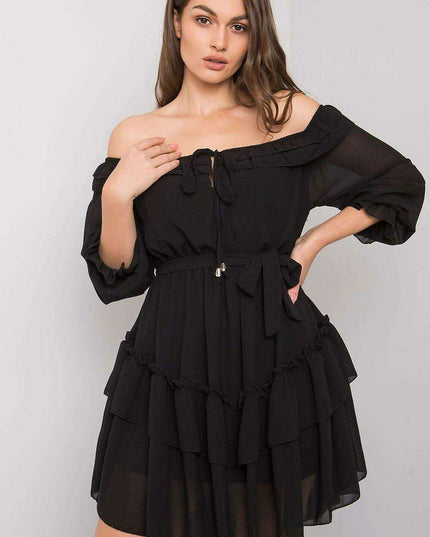 Chic Spanish-inspired Dress with Frilly Details and Tie - Versatile Elegance