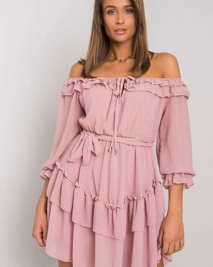 Chic Spanish-inspired Dress with Frilly Details and Tie - Versatile Elegance