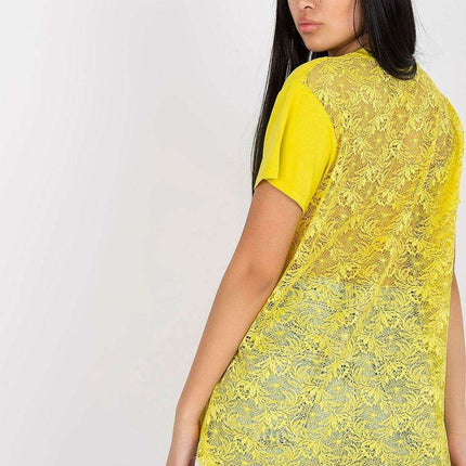 Chic Lace-Back Blouse with Stylish Cheese Neckline