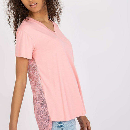 Chic Lace-Back Blouse with Stylish Cheese Neckline