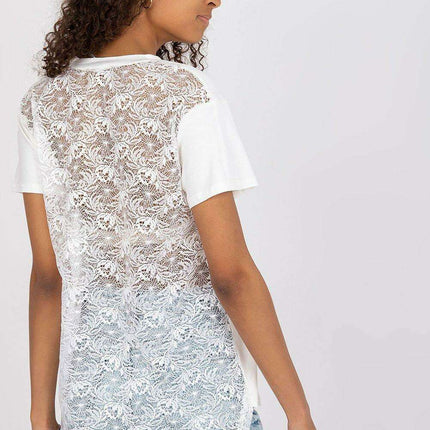 Chic Lace-Back Blouse with Stylish Cheese Neckline