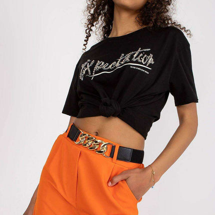 Stylish Italian Women Elastic Waist Shorts With Belt